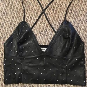 Zara faux studded leather crop top